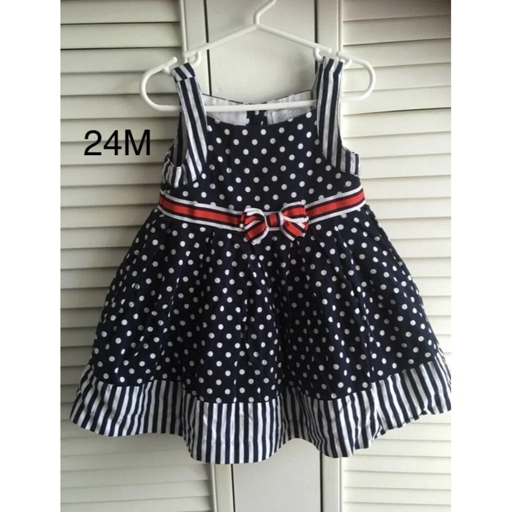 Heirlooms 24M Dress red white blue dot